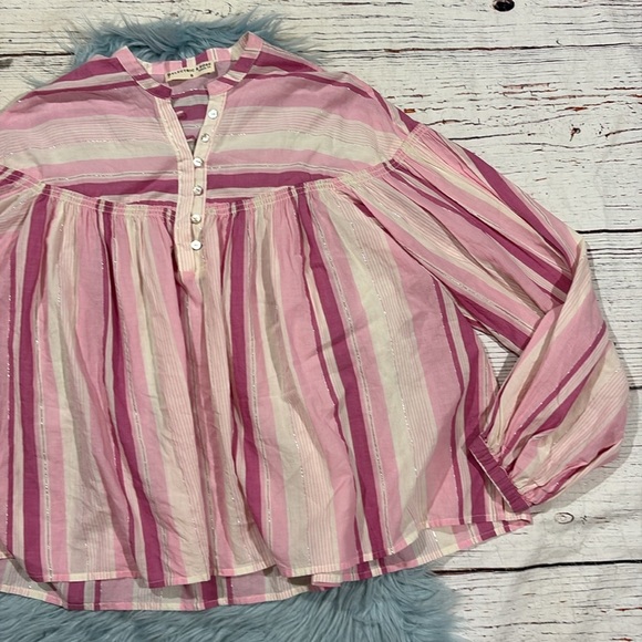 Electric & Rose Pink Striped Peasant Oversized Top - Picture 5 of 8